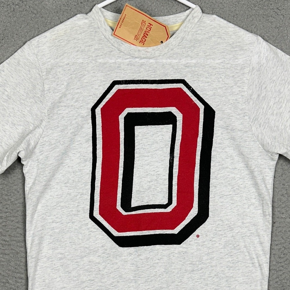 NEW Ohio State Buckeyes Homage T-Shirt Mens XS Grey Block O NCAA Football Tee
